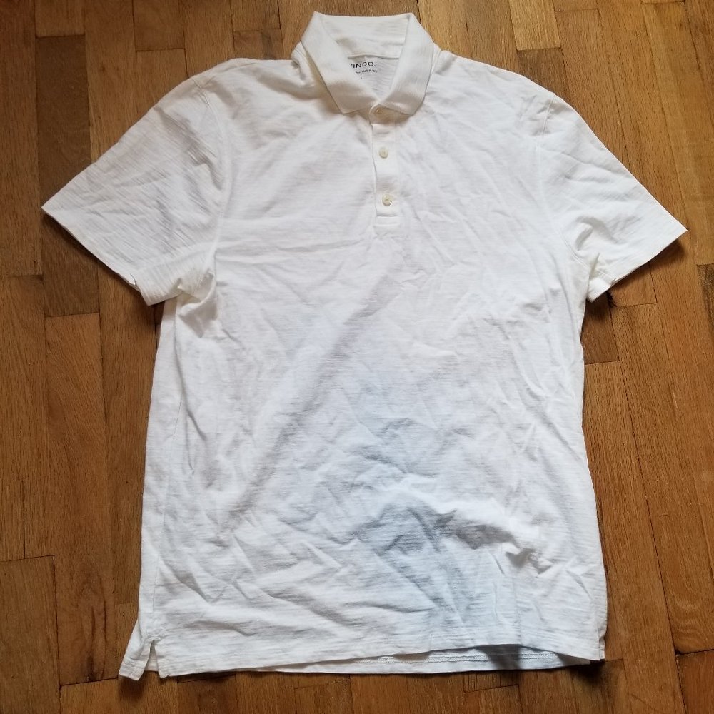VINCE White Polo Shirt Men's Size Medium 100% Cotton